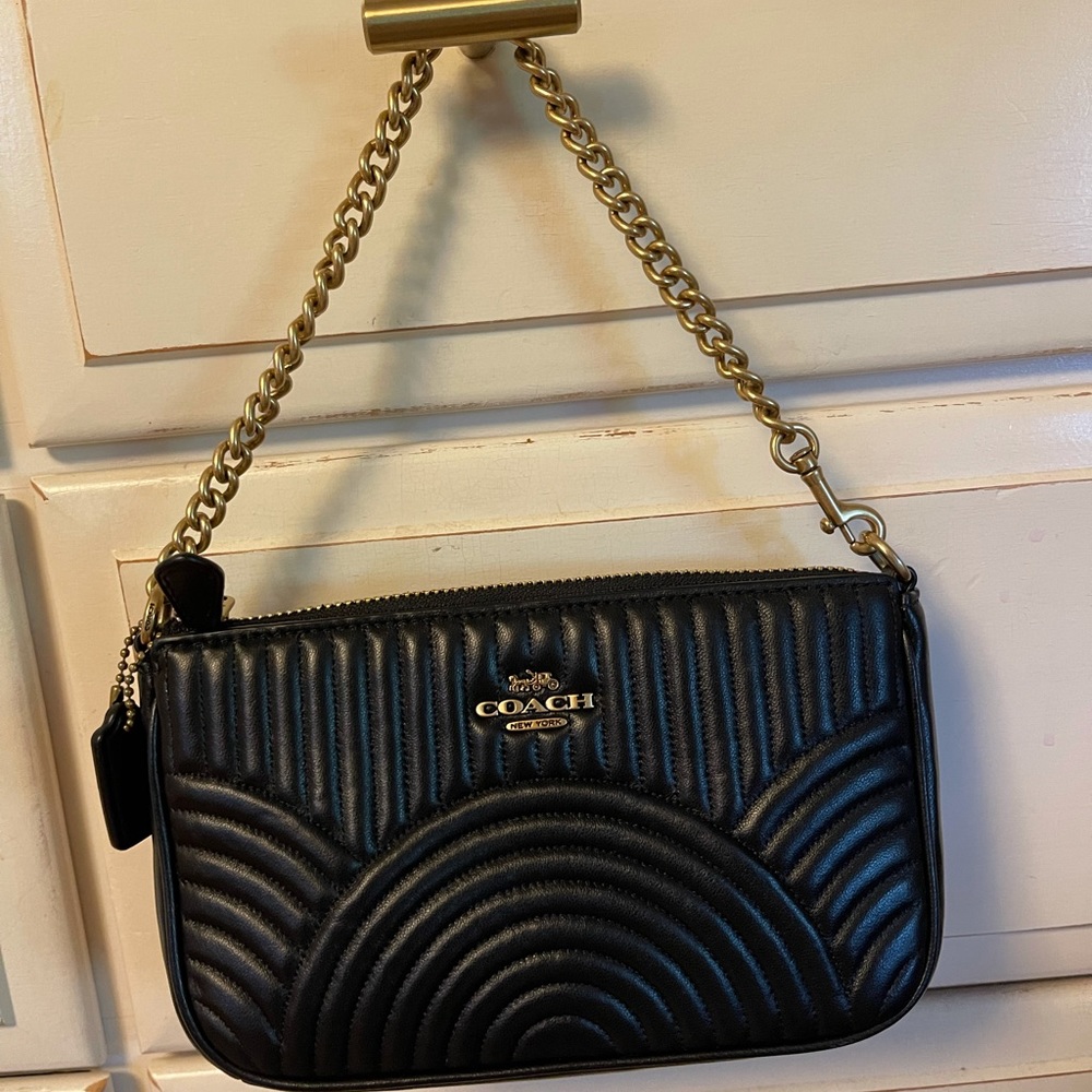 COACH Black Quilted Leather Wristlet